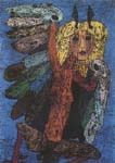 A Debtl szirn, 1988, farost, olaj, 100X70cm