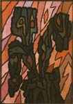 Villámsújtotta bálvány, 1985, farostlemez, tempera, 100X70cm